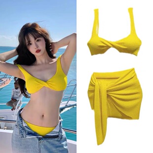 小红书同款辣妹比基尼泳衣女2025新款网红款小胸聚拢套装性感ins