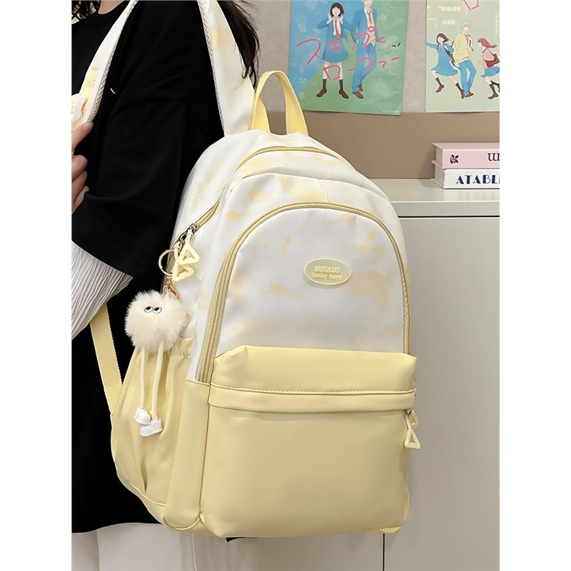 水墨印花国风书包初中女生大容量背包小学生高中学生大学生双肩包