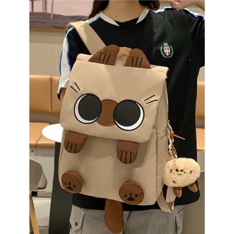 可爱卡通暹罗猫书包女初中生小众设计背包女生大学生高中生双肩包