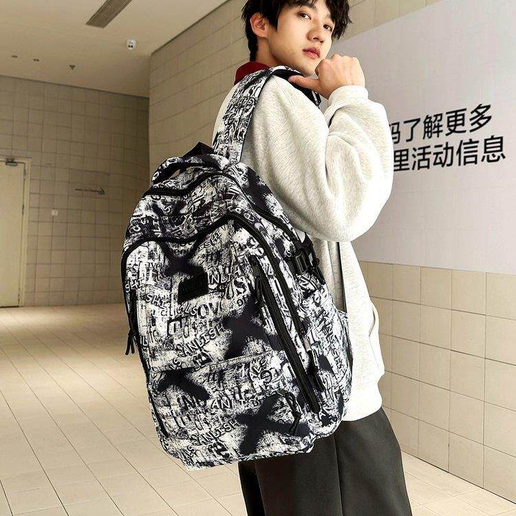 潮牌涂鸦书包大学生简约时尚潮流