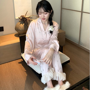 薄款 冰丝睡衣女士春秋季 公主蕾丝边 高级感家居服套装 2025新款