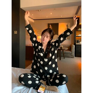 软糯舒适家居服可外穿 新款 ins休闲慵懒风翻领睡衣套装 女2026春季