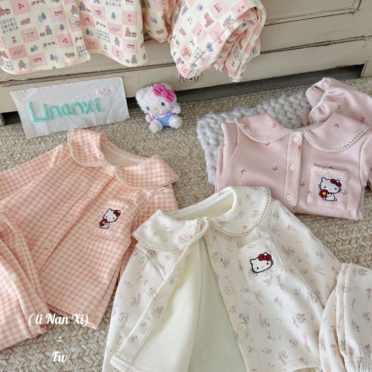 里南希 女童kt睡衣套装冬季加绒加厚秋冬新款公主风家居服可爱