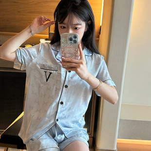 女士睡衣宽松高级感家居服套装 月光蝴蝶结 双短薄款 冰丝夏季