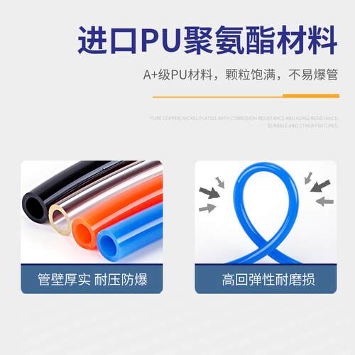 PU透明软气管气泵高压管气动气线软管汽泵汽管8厘木工气绳16毫米