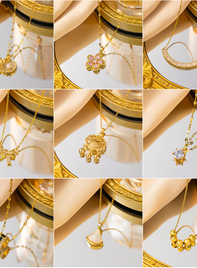 高级感气质轻奢满锆铜微镶项链女真金电镀简约网红新款精致锁骨链