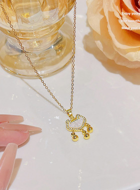 小红书爆款平安锁项链女百搭高级感吊坠2024新款时尚锁骨链饰品潮