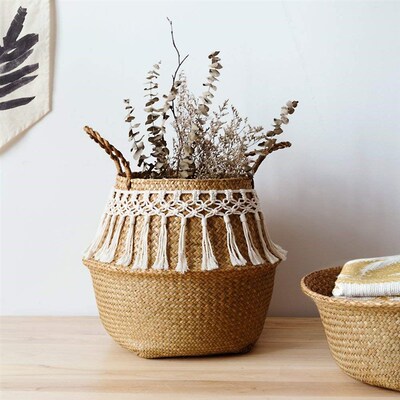 32X28cm Wicker woven foldable storage basNket garden flower