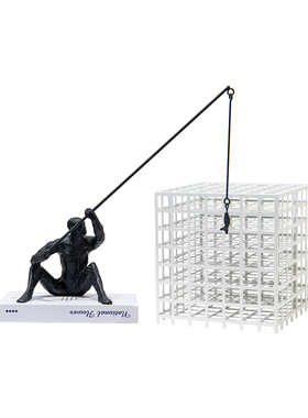 Rzone 极简k轻奢黑白几何摆件样板房客厅茶几桌面金属现代软装饰