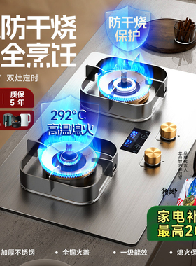 冈田（日本）F21燃气灶防干烧家用双灶不锈钢天然液化煤气猛火灶