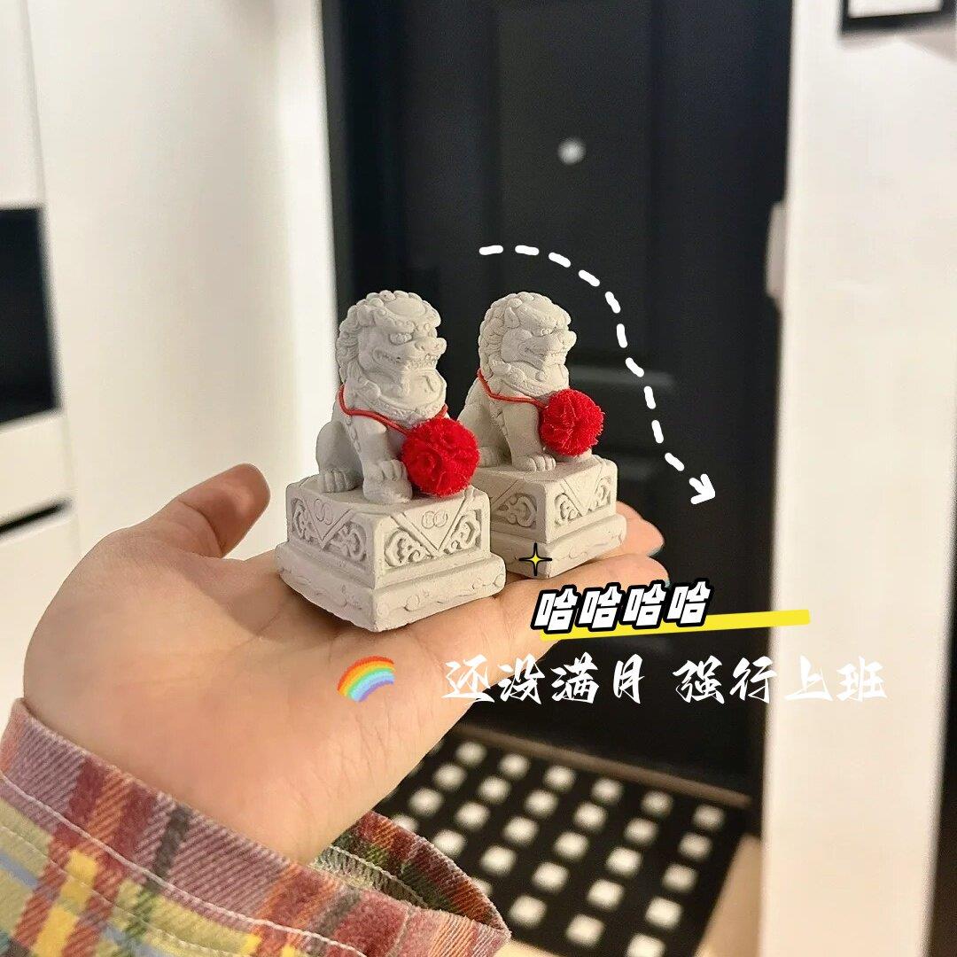 石狮子桌面小摆件镇宅工位摆件顺风顺水微缩看门神兽小狮子装饰品图片