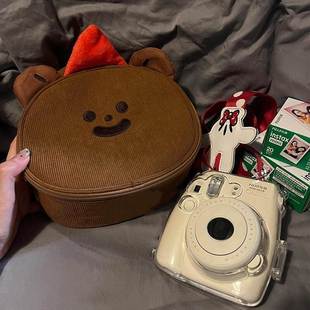 可爱小熊灯芯绒拍立得收纳包富士mini12 SQ1相机包