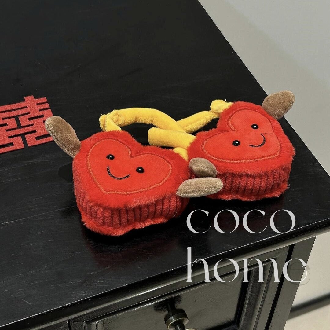 同心锁玩偶可爱卡通爱心锁毛绒玩具婚房装饰情侣包包挂件新婚礼物