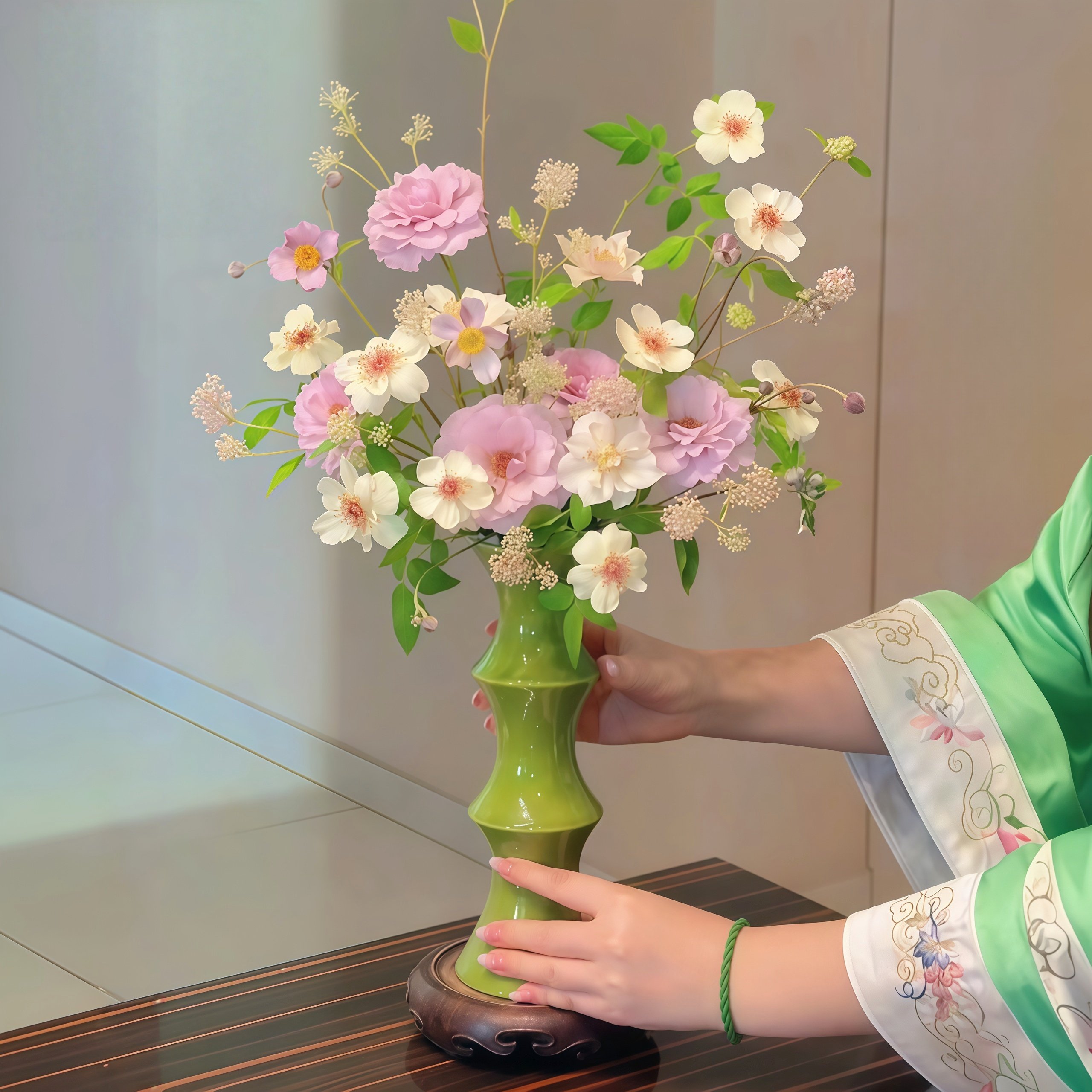 中式竹节花瓶高级感客厅插花摆件图片