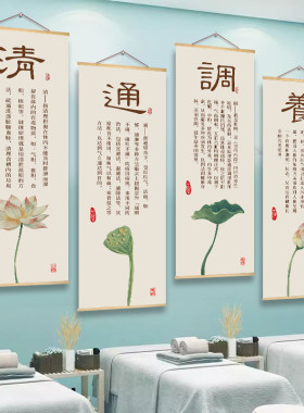 中医养生馆装饰挂画挂图理疗店美容院四季养生文化宣传海报墙壁画