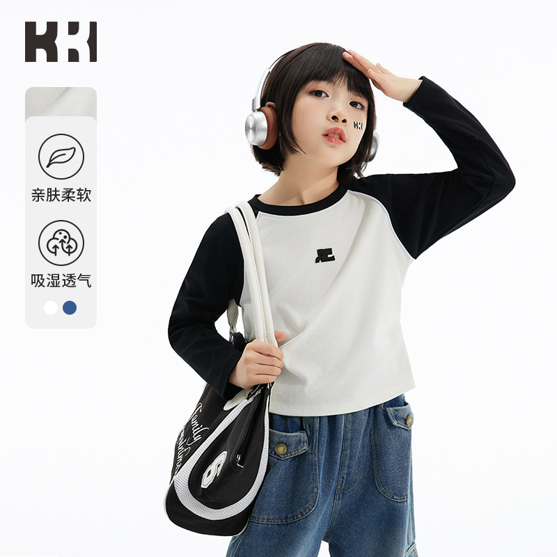 KKI    女童修身打底衫长袖T恤中大童短款套头秋衣洋气百搭卫衣潮