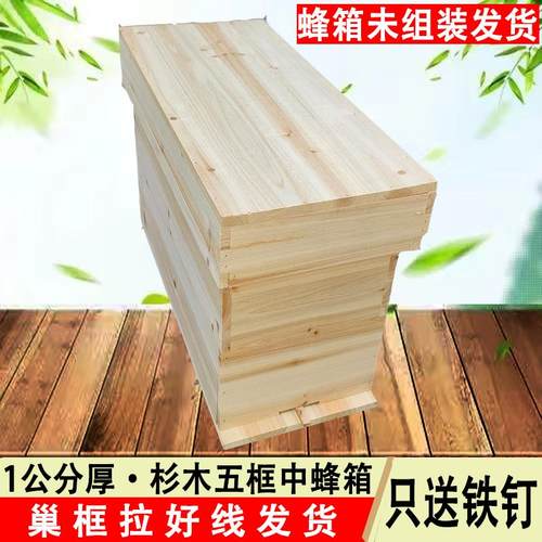 五框蜂箱杉木箱桶诱蜂育王箱标准框用土蜂中蜂专用1公分厚