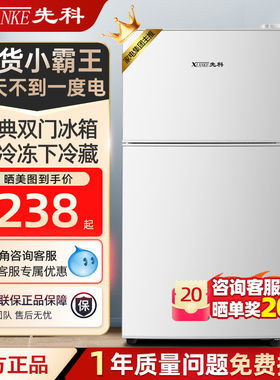 先科一级能效小冰箱家用小型宿舍租房用迷你省电办公室双门电冰箱
