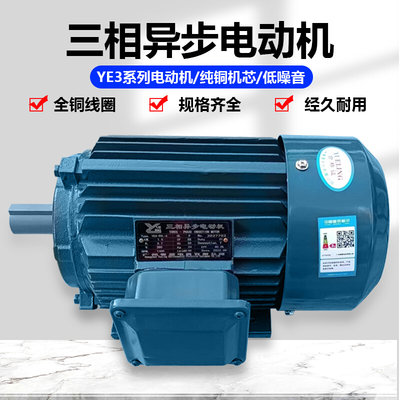 YE3高效电机0.55KW-15KW高效节能三相异步电机4极卧式电机1400转