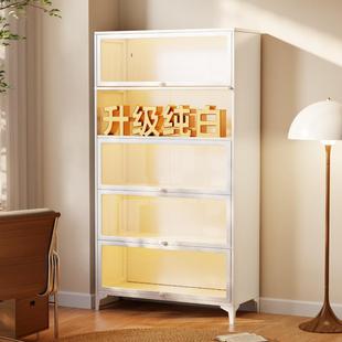 山威钢制书柜带玻璃门升级纯白家用展示柜防尘书架铁皮收纳柜痛柜