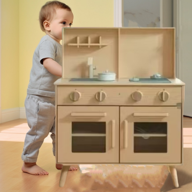 出口儿童实木厨房玩具过家家仿真宝宝厨房男女孩玩具礼物原木灶台