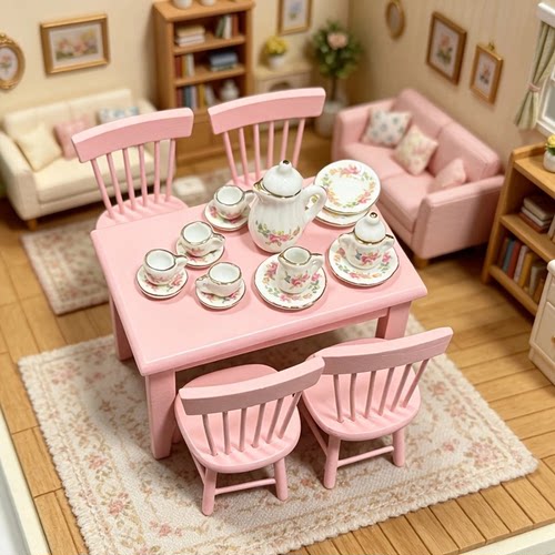 1：12dollhouse娃娃屋厨房场景模型欧式娃娃家家具