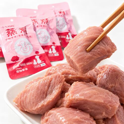 小七妈妈蒸煮鲜鸭肉鱼油狗狗宠物零食小型犬猫咪专用开袋即食湿粮