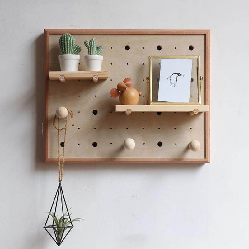 配电箱洞洞板 北欧木质电表箱盖板遮挡实木创意墙上电闸铁艺装饰