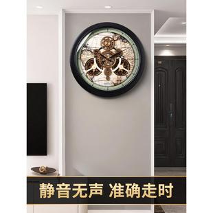 齿轮挂钟客厅欧式 时钟表挂墙静音轻奢高级感大气挂表 覆古2025新款