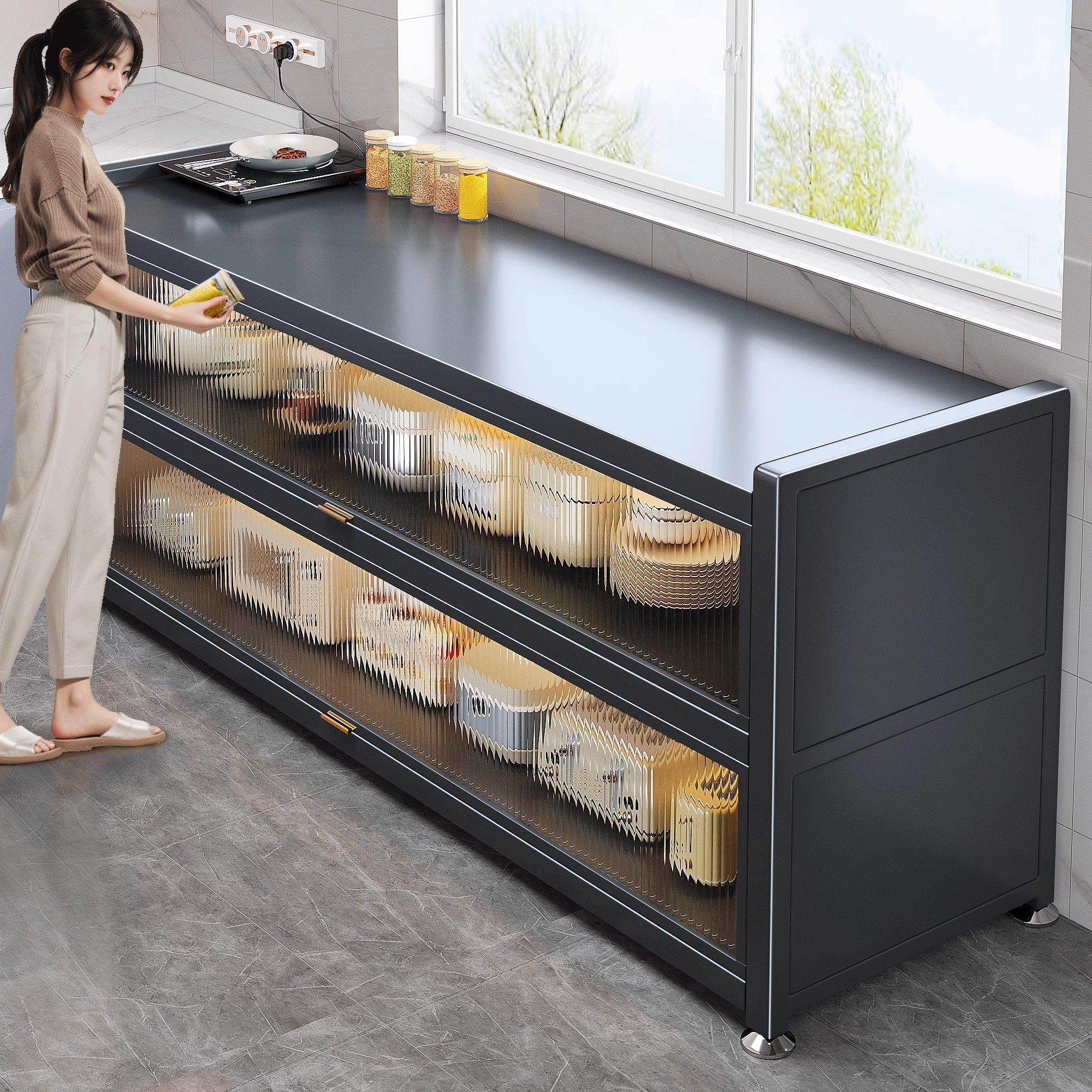 德国厨房置物架落地多层收纳柜多功能家用餐边碗盘柜子防尘储物整,厨房/烹饪用具,厨房置物架/置物柜/角架,淘宝优惠券,粉丝福利购,淘宝优惠卷