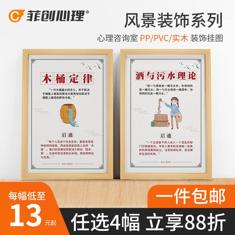心理抽象咨询室活动中心风景类装饰简约写真海报PVC实木相框挂图