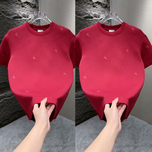 T恤休闲时尚 马年必备刺绣简约加厚质感短袖 上衣 男士 2025秋冬新款