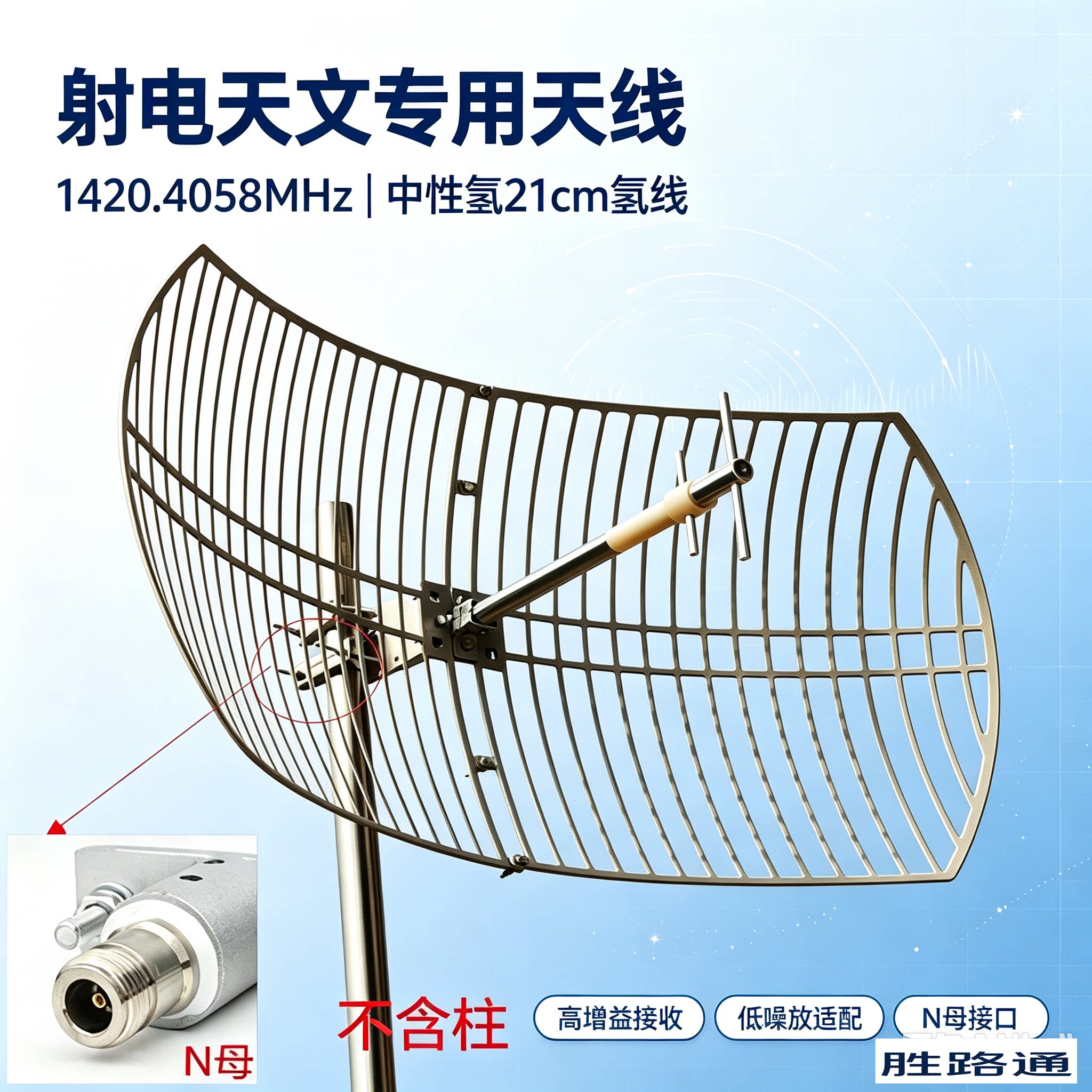 1420MHz中性氢21cm氢线 栅格抛物面天线高增益定向天线N母适用RTL-SDR 射电望远镜 业余无线