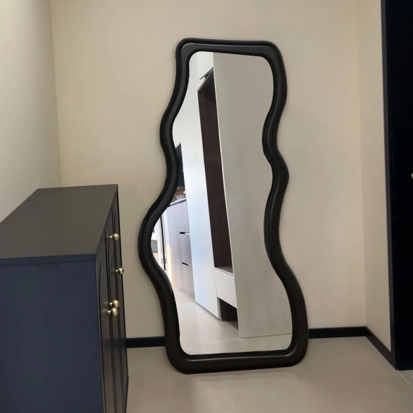 现代异型全身镜民宿酒店拍摄打卡落地镜奶油风卧室门后穿衣镜高清