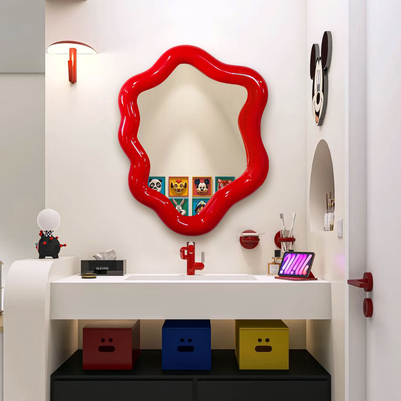 异形壁挂浴室镜多巴胺墙面艺术不规则洗漱镜女生卧室台面化妆镜子