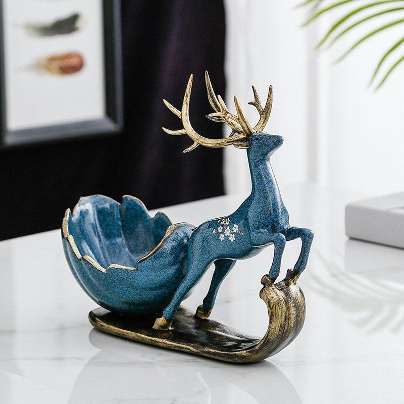 创意北欧现代麋鹿装饰品摆件门口玄关鞋柜钥匙收纳盒乔迁礼品,收纳整理,钥匙收纳盒,淘宝优惠券,粉丝福利购,淘宝优惠卷