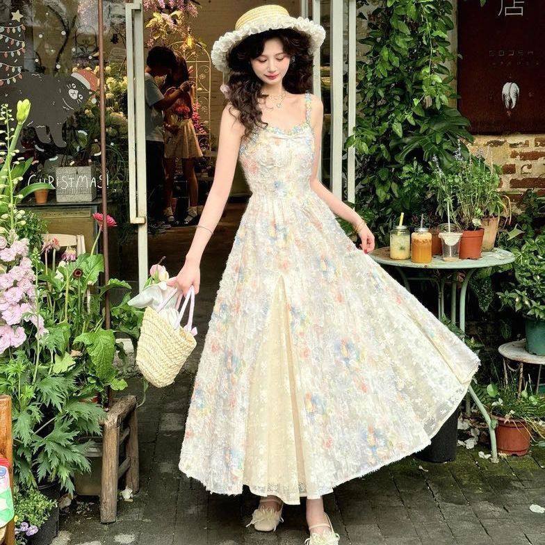 法式度假碎花夏季新款长裙海边沙滩裙亚马逊厂家直销代发跨境LD,女装/女士精品,大码套装,淘宝优惠券,粉丝福利购,淘宝优惠卷