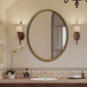 I1欧式 复古椭圆浴室镜卫生间圆镜挂墙美式 简约LED背灯化妆镜卫浴