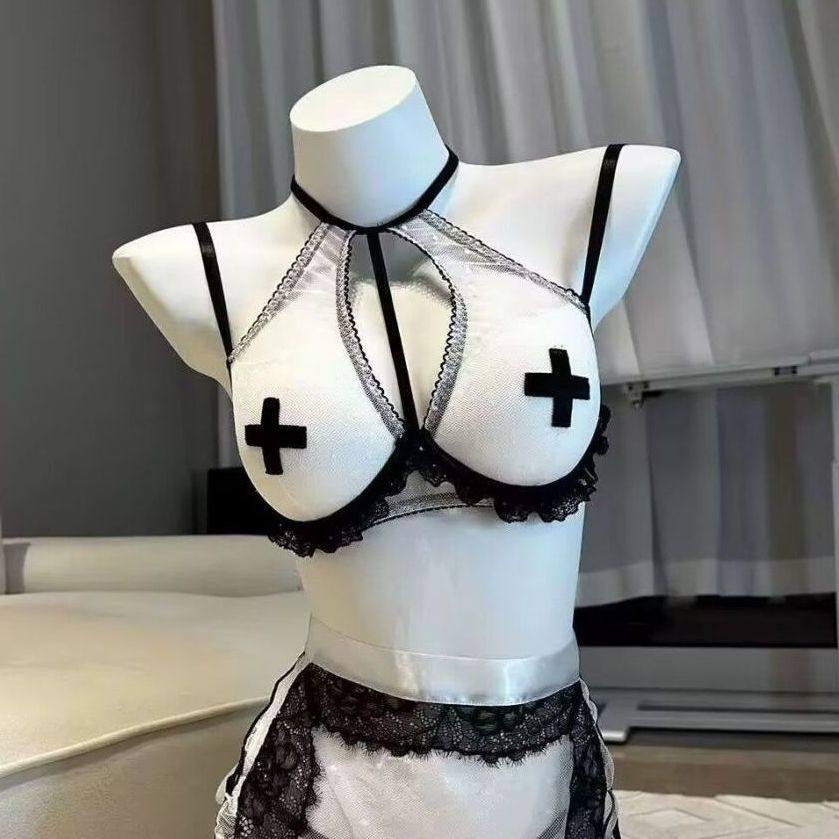 性感纯欲风制服情侣挂脖内衣女小胸加厚聚拢显胸大2025新款平胸罩,女士内衣/男士内衣/家居服,肚兜,淘宝优惠券,粉丝福利购,淘宝优惠卷