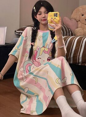 2025年新款可爱卡通卡皮巴拉睡裙女款夏季纯棉短袖睡衣夏天家居服