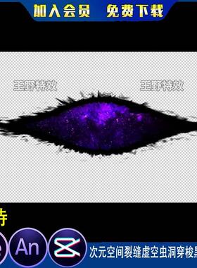 次元空间裂缝虚空虫洞穿梭黑洞之门沙雕动画MOV透明AE/AN特效素材