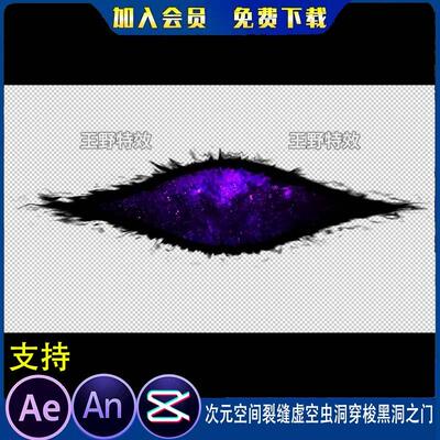 次元空间裂缝虚空虫洞穿梭黑洞之门沙雕动画MOV透明AE/AN特效素材