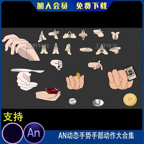 沙雕动画AN动态手势手部动作大合集转刀打响子弹硬币flash源文件
