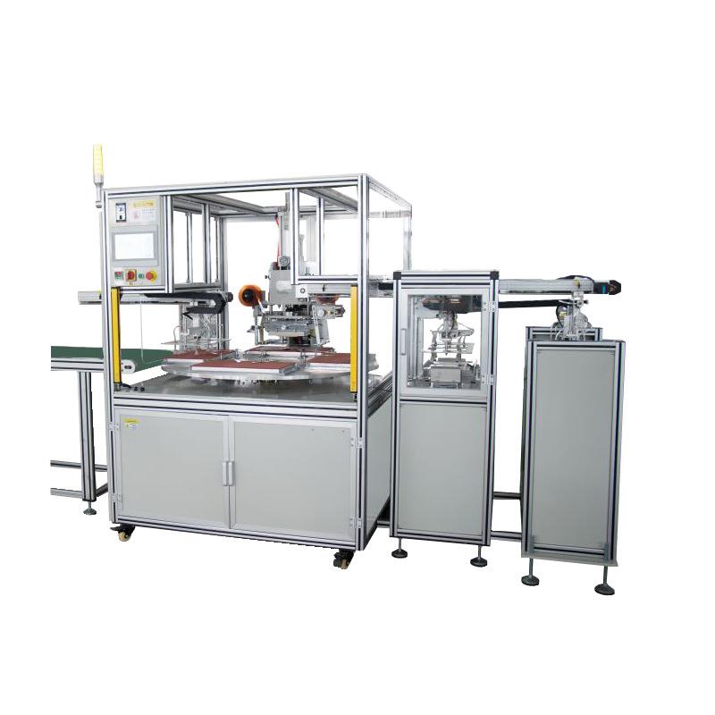 全自动转盘式平面热转印机多工位印花机转印膜烫标自动定位遮阳板