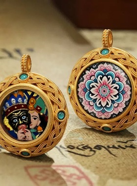 擦擦唐卡 手绘扎基拉姆五爷八大守护浮雕唐卡 配饰绿度母文殊擦擦