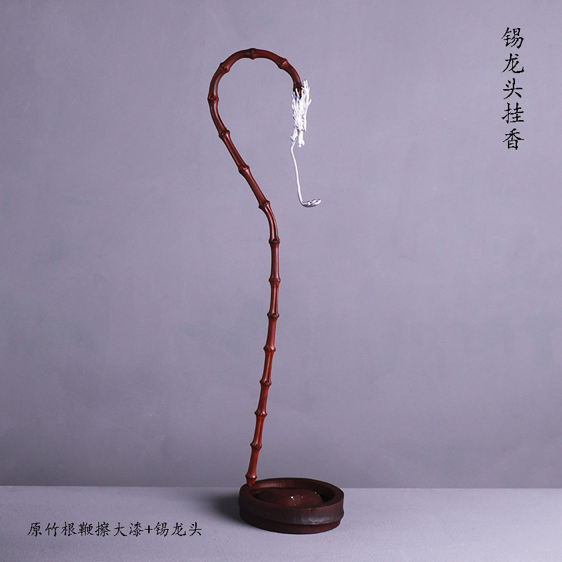 大漆龙挂香香炉线香器具竹制品工艺品龙头挂香炉子手工制作竹子香