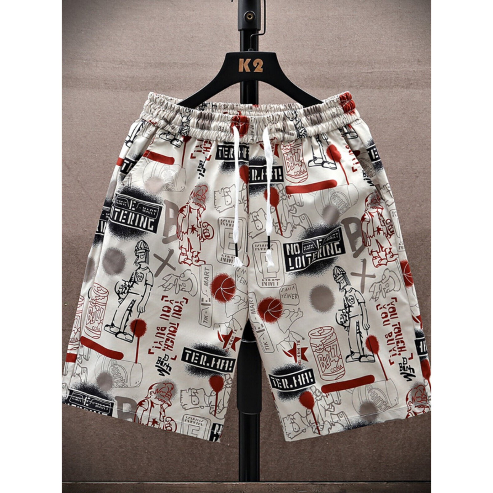 潮牌沙滩裤男夏季休闲大裤衩花短裤宽松薄款篮球裤冰丝速干五分裤