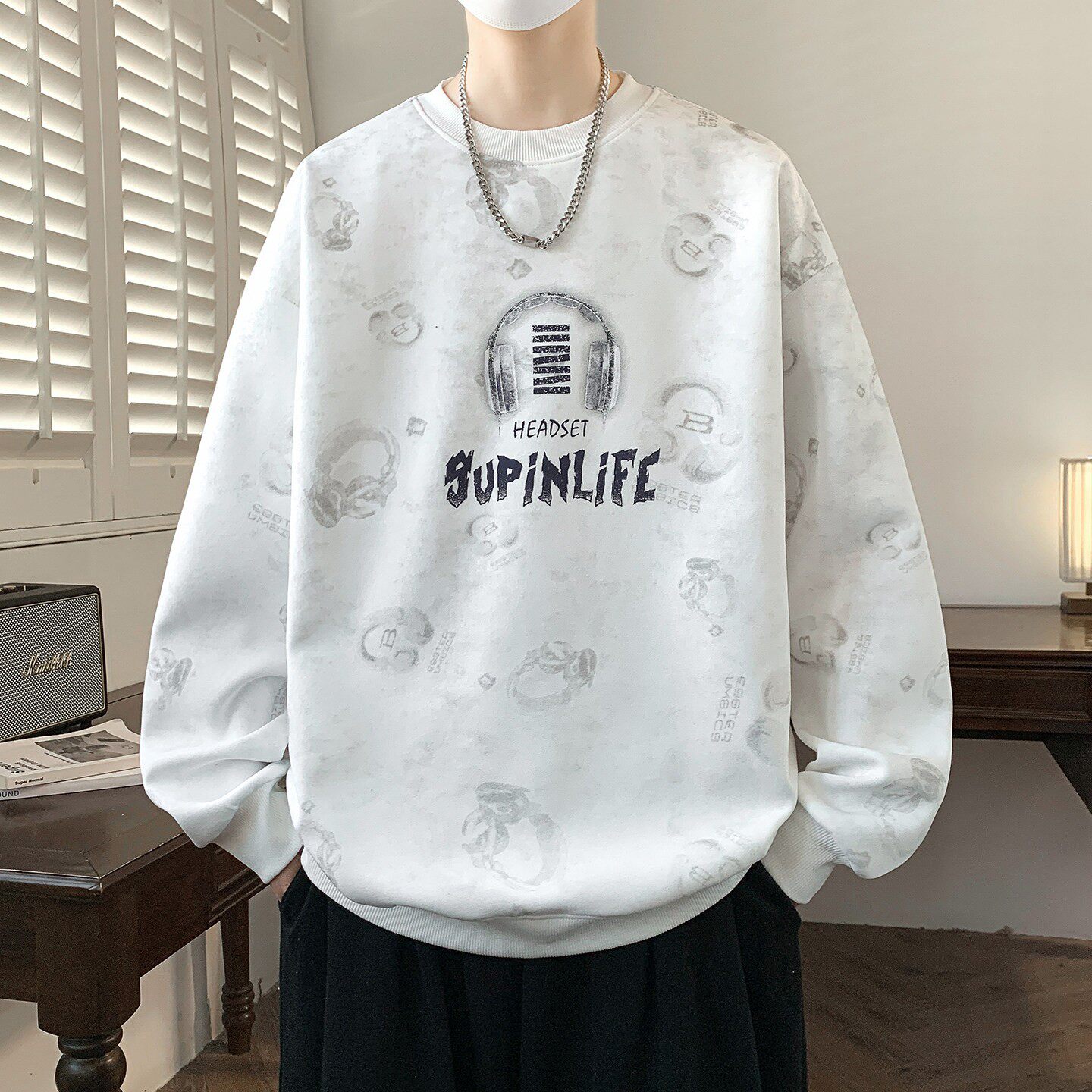 春秋季青少年圆领卫衣男孩高中初中学生帅气长袖t恤大童男装上衣