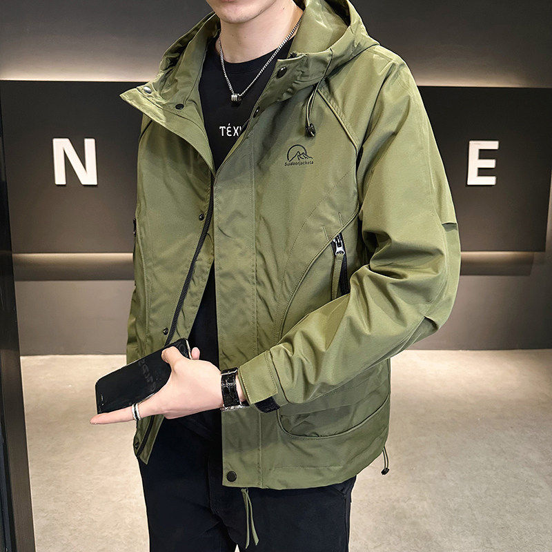 春秋季连帽外套男士2026新款潮流百搭工装夹克青年爆款二棉冲锋衣