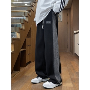 美式潮牌2026新款休闲裤男春秋季痞帅炸街宽松直筒阔腿运动长裤子